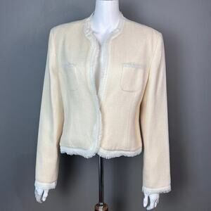 Tristan jacket blazer women's Large cream tweed feminine luxury‎ wool spring